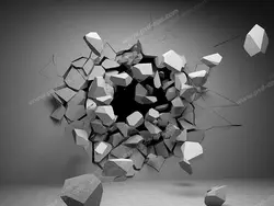 عکس با کیفیت تبلیغاتی دیوار اتاق تخریب شده توسط گوی تخریب