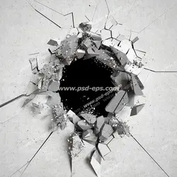 عکس با کیفیت تبلیغاتی دیوار گچی تخریب شده با گوی تخریب