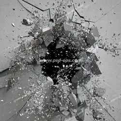 عکس با کیفیت تبلیغاتی دیوار تخریب شده توسط گوی تخریب