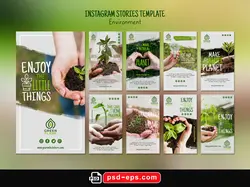 قالب آماده لایه باز بنر استوری اینستاگرام در 9 طرح مختلف با تصاویر با کیفیت با موضوع گل و گیاه و گلدان و گل های آپارتمانی