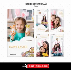 دانلود قالب آماده لایه باز بنر استوری اینستاگرام در 5 طرح مختلف با تصاویر با کیفیت با موضوع عید پاک