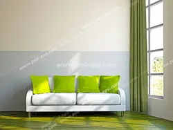 عکس با کیفیت تبلیغاتی مبلمان راحتی سبز و سفید ست شده با رنگ پرده و دیوار ها