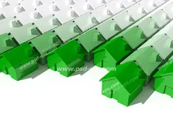 عکس با کیفیت تبلیغاتی صف ماکت خانه های سبز تا سفید