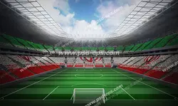 عکس با کیفیت تبلیغاتی ورزشگاه و صندلی ها به رنگ پرچم ایران