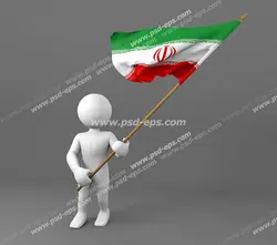 عکس با کیفیت تبلیغاتی ادمک و دکل پرچم به دستش