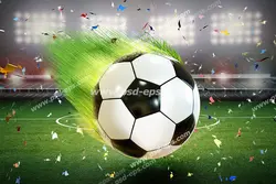 عکس با کیفیت تبلیغاتی توپ شوت شده در میان کاغذ رنگی ها