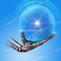 عکس با کیفیت تبلیغاتی کره آبی در دست ربات