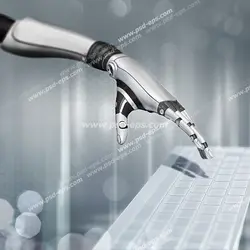 عکس با کیفیت تبلیغاتی دست ربات آماده برای تایپ کردن با صفحه کلید