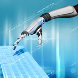 عکس با کیفیت تبلیغاتی دست ربات در حال تایپ