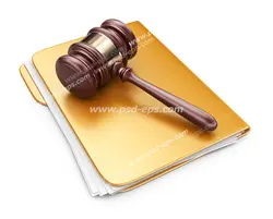 عکس با کیفیت تبلیغاتی چکش عدالت بر روی پرونده