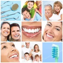 دانلود عکس با کیفیت تبلیغاتی نه تصویر مربغی از مسواک و دندان و چهره و تجهیزات دندان پزشکی