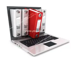 عکس با کیفیت تبلیغاتی لپ تاپی که پنج زونکن از صفحه مانیتور آن بیرون آمده است