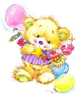 عکس با کیفیت تبلیغاتی خرس مهربون همراه با بادکنک و کادو شیرینی