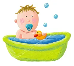 عکس با کیفیت تبلیغاتی نوزاد در وان حمام