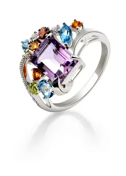 عکس با کیفیت تبلیغاتی انگشتر جواهر با سنگ های رنگی