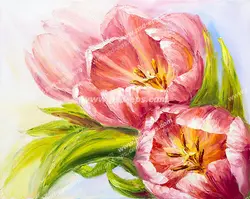 عکس با کیفیت تبلیغاتی نقاشی دو گل صورتی با برگ سبز