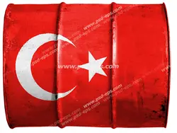 عکس با کیفیت تبلیغاتی پرچم ترکیه حک شده رو بشکه فلزی