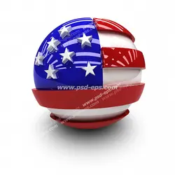 عکس با کیفیت تبلیغاتی پرچم برجسته آمریکا حک شده به روی گوی