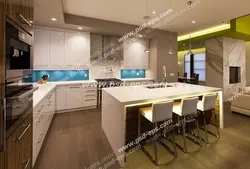 عکس با کیفیت تبلیغات آشپزخانه شیک با طرح جزیره