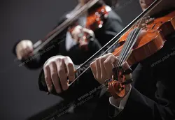 عکس با کیفیت تبلیغات دو مرد درحال نواختن ویولن تی اف مدل 132