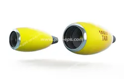 عکس با کیفیت نمادین تاکسی سریع با تصویر دو موتور جت با رنگ زرد و نشان متنی TAXI