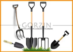 4 عدد طرح بیل و بیچه و چنگه، طرح باغبانی