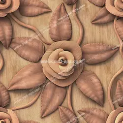 عکس با کیفیت کاغذ دیواری سه بعدی یا تابلو دیواری یا طرح بین کاغذ دیواری گل های زیبا با شاخ و برگ بر روی زمینه طرح چوب
