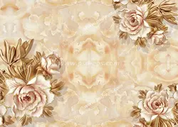 عکس با کیفیت کاغذ دیواری یا طرح بین کاغذ دیواری سه بعدی زیبا با طرح گل های رز در زمینه ای از رنگ های لایت و ملایم