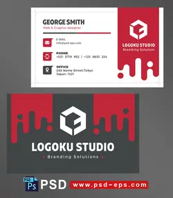 طرح آماده لایه باز کارت ویزیت دورو به رنگ قرمز و سفید ویژه ی شرکت های تجاری استودیو صدا ضبط صدا