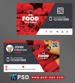 طرح آماده لایه باز کارت ویزیت دورو ویژه ی آشپزخانه کترینگ غذای خانگی