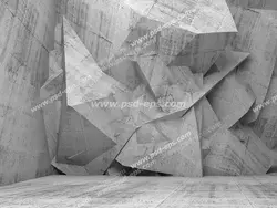 عکس با کیفیت دیوار سه بعدی یا دیوارپوش 3D با طرح تخته سنگ های بزرگ با لبه های تیز و شیب دار
