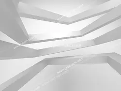 عکس با کیفیت پس زمینه رندر سه بعدی معماری متشکل از خطوط سفید زاویه دار با نورپردازی