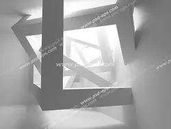 عکس با کیفیت دیوار سه بعدی یا دیوارپوش 3D یا پس زمینه رندر سه بعدی با طرح مکعب های سفید داخل هم در درون دیوار