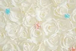 طرح دیوارپوش 3D یا دیوار سه بعدی یا پنل دکوراتیو گل های رز سفید بزرگ با رزهای کوچک رنگی