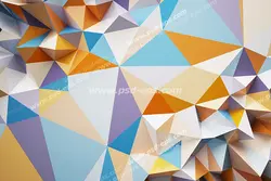 طرح دیوار سه بعدی یا پترن یا پس زمینه یا بک گراند با کیفیت طرح های مثلثی با سایزها و رنگ های مختلف در کنار هم و بصورت سه بعدی