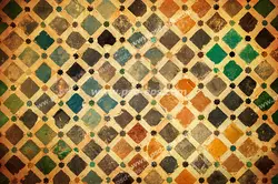 پس زمینه یا پترن دیوار سنگی با نقاشی طرح لوزی و ستاره های کوچک رنگارنگ