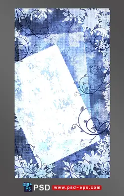 قاب یا پس زمینه لایه باز برای عکس یا متنهای ادبی زیبا یا اشعار عاشقانه و احساسی با رنگ آبی و شاخه و برگ های هنری