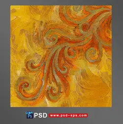 طرح لایه باز زمینه هنری گل ، شاخه و برگ زرد و نارنجی رنگ