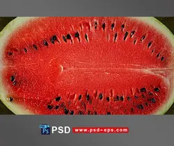 طرح لایه باز هندوانه قرمز رنگ تکه و قاچ شده مناسب میوه فروشی ها و میدان میوه و تره بار