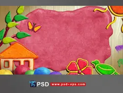 نقاشی یا طرح لایه باز کاردستی خمیری کودکانه با خمیر بازی مناسب تبلیغات محصولات بازی کودکان