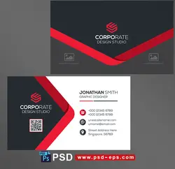 طرح آماده لایه باز کارت ویزیت دورو به رنگ قرمز و سفید ویژه ی شرکت های تجاری بازرگانی فروشگاه پوشاک مکانیکی تعمیرگاه موبایل فروشی خدمات کامپیوتری مواد غذایی