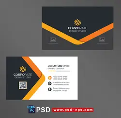 طرح آماده لایه باز کارت ویزیت دورو به رنگ نارنجی و سفید ویژه ی شرکت های تجاری بازرگانی فروشگاه پوشاک مکانیکی تعمیرگاه موبایل فروشی خدمات کامپیوتری مواد غذایی