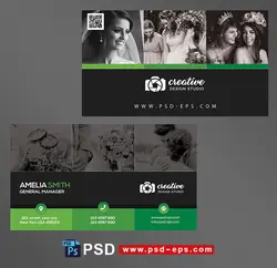 طرح آماده لایه باز کارت ویزیت دورو ویژه ی آرایشگاه های زنانه مزون لباس عروس مزون سفره عقد مراکز برگزاری مراسم و تشریفات عقد و عروسی به رنگ سبزو مشکی