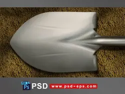 طرح لایه باز نقاشی از سر بیل فلزی بر روی خاک