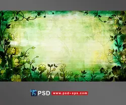 قاب یا فریم لایه باز عکس یا متن زیبا با طرح حاشیه گل ها و گیاهان سبز و زرد رنگ
