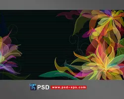 قاب و فریم عکس لایه باز با حاشیه هنری گل با گلبرگ های رنگارنگ