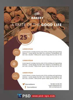 طرح آماده لایه باز پوستر یا تراکت با موضوع کیک پزی شیرینی پزی کارخانه کیک کیک فروشی بیسکوییت خانگی