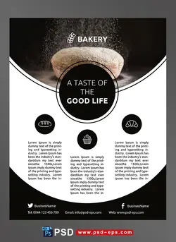 طرح آماده لایه باز پوستر یا تراکت با موضوع کیک پزی شیرینی پزی خرید و فروش نان باگت و کیک