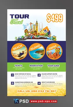 طرح آماده لایه باز پوستر یا تراکت با موضوع شهربازی شنا ساحل و دریا حمام افتاب