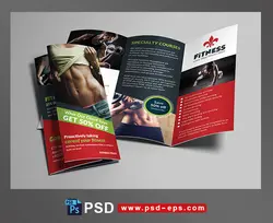 طرح آماده لایه باز بروشور سه لت ویژه باشگاه های بدنسازی ورزشی